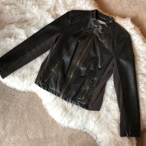 Bass Faux Leather Racer Moto Jacket